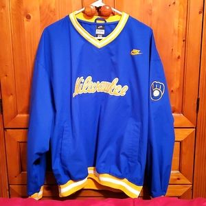 Nike Blue and Yellow Milwaukee Crewneck Sweatshirt